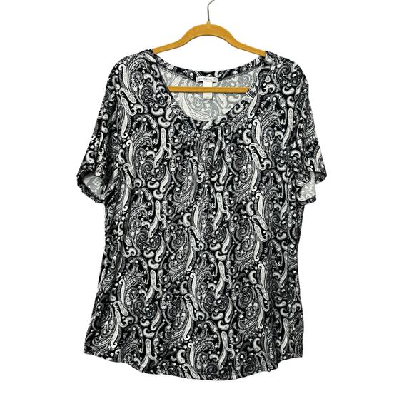 Emily Stacy Paisly Short Sleeve Top Shirt Women Size 3x - Picture 1 of 5